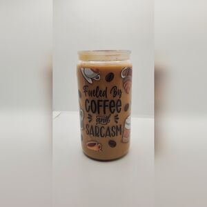Fueled by Coffee & Sarcasm Snow Globe Tumbler – Funny Iced Coffee Cup